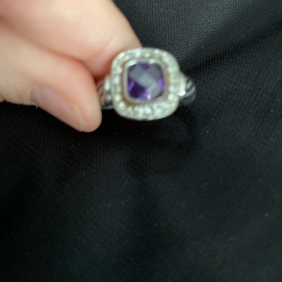 Amethyst stainless steel ring, size 8. - Picture 2 of 2